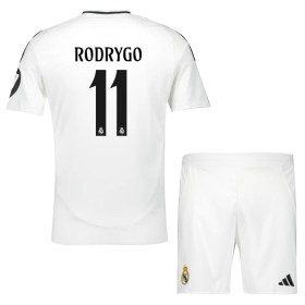 Koszulka Real Madryt Rodrygo 11 Dziecięcy Domowe 2024-25 Koszulki Piłkarskie Krótki Rękaw
